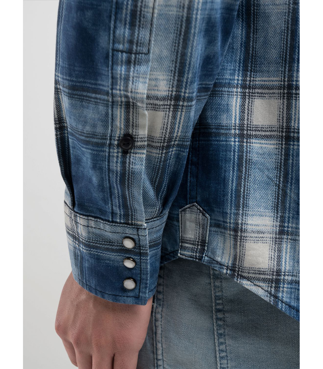 チェック柄インディゴデニムシャツ 詳細画像 ブルー 6